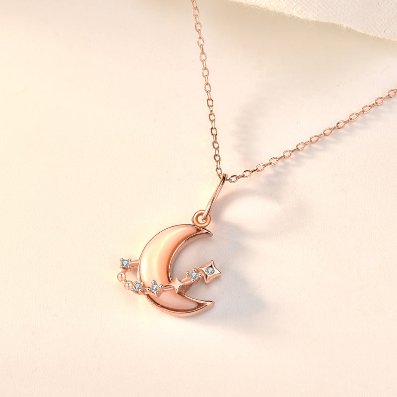 Crescent Moon Rose Gold Necklace