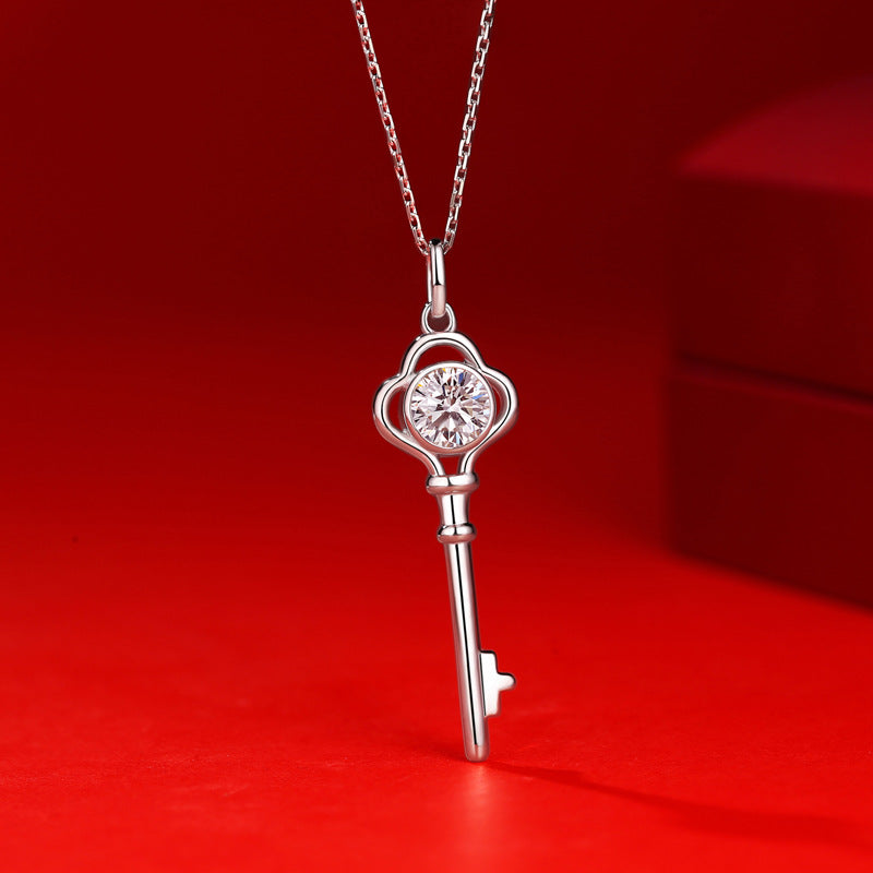 Classy Moissanite Key Necklace