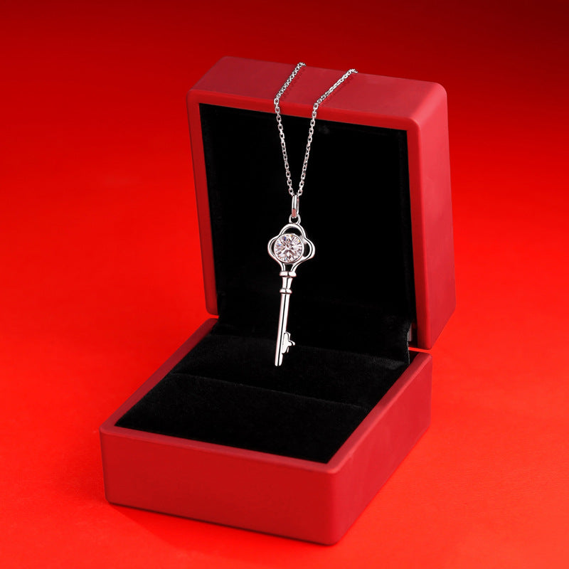 Classy Moissanite Key Necklace