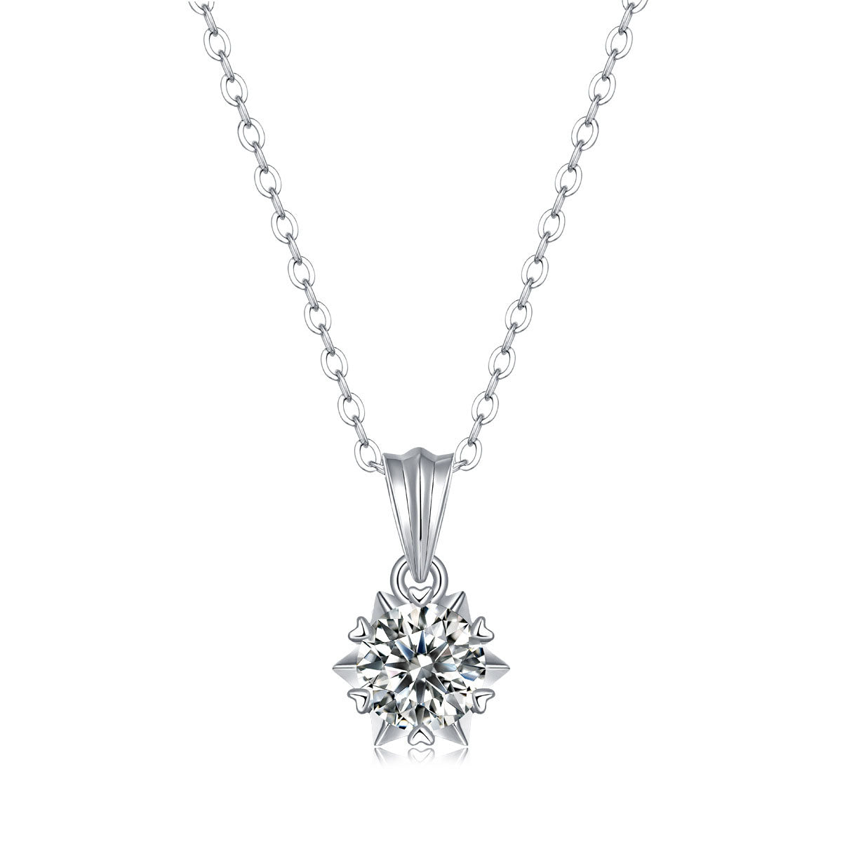 Angelic Promise Moissanite Snowflake with Rolo Chain