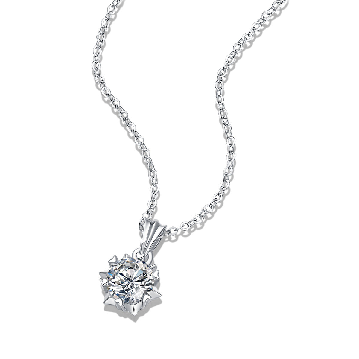 Angelic Promise Moissanite Snowflake with Rolo Chain