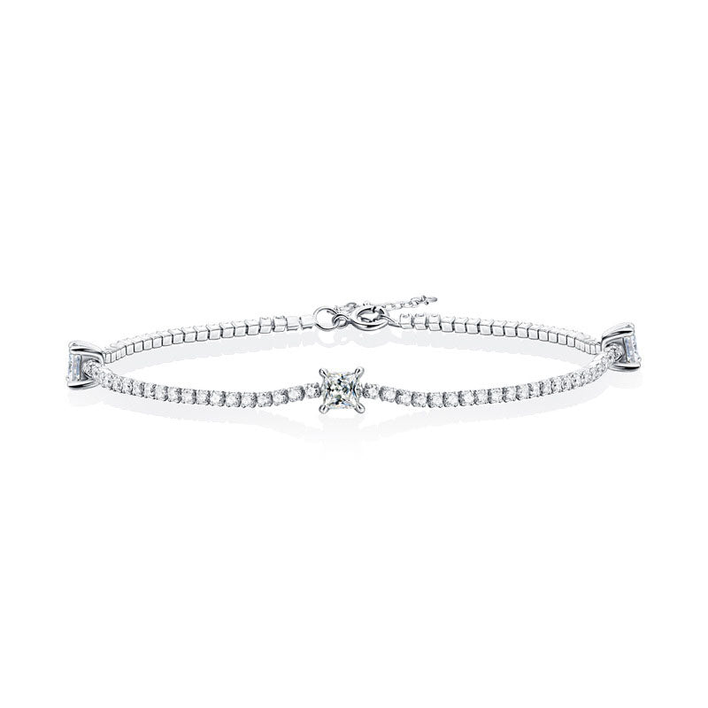 Three is Company Square Moissanite Bracelet