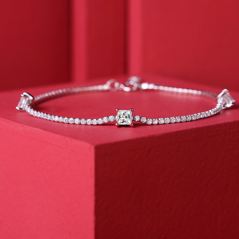 Three is Company Square Moissanite Bracelet