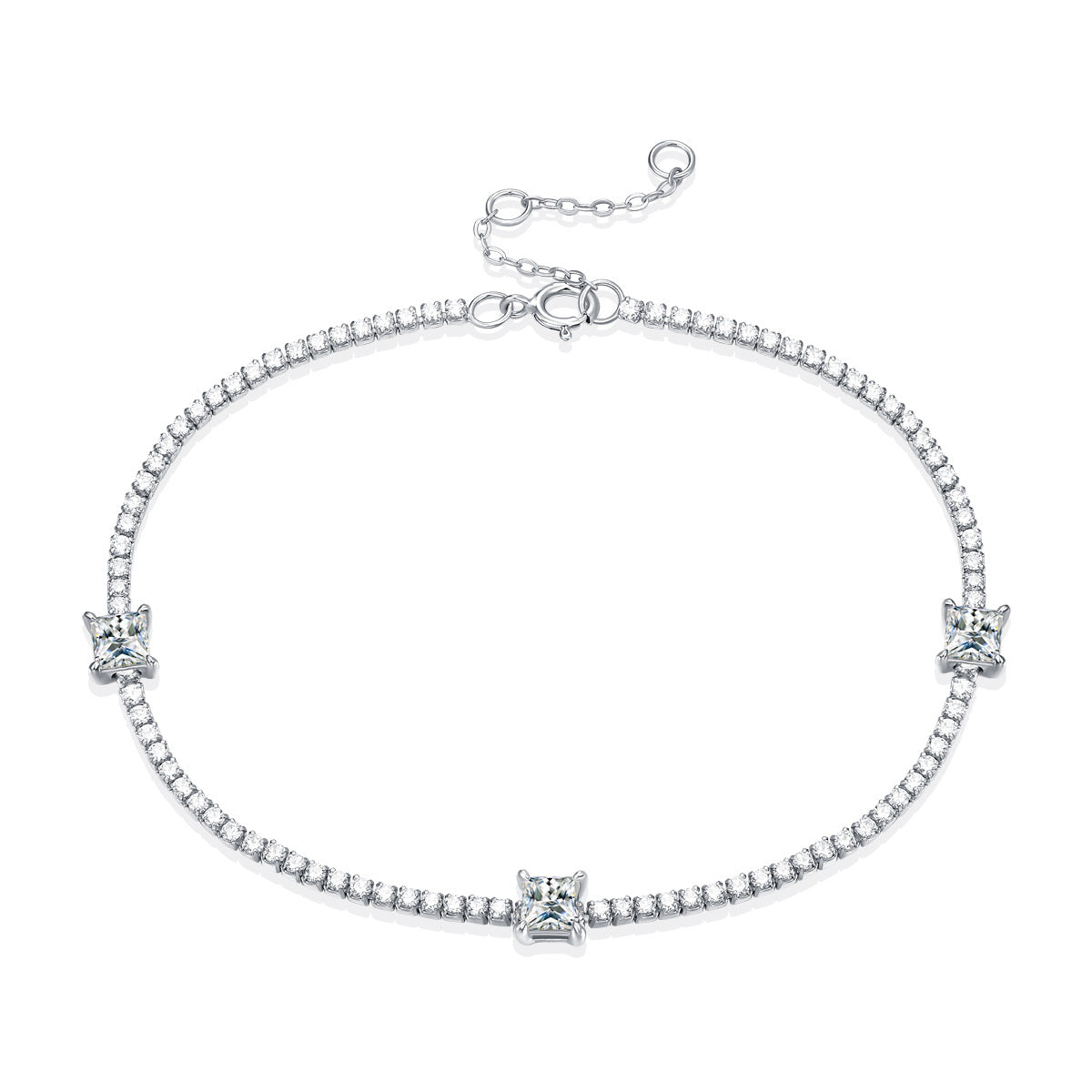 Three is Company Square Moissanite Bracelet