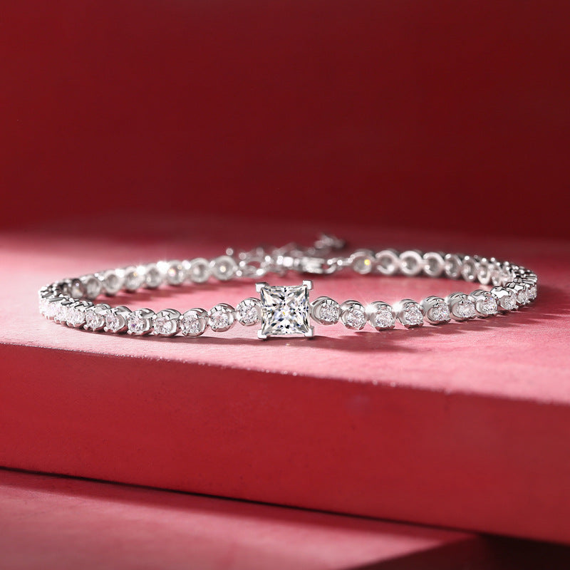 Elegant Moissanite Square Bracelet